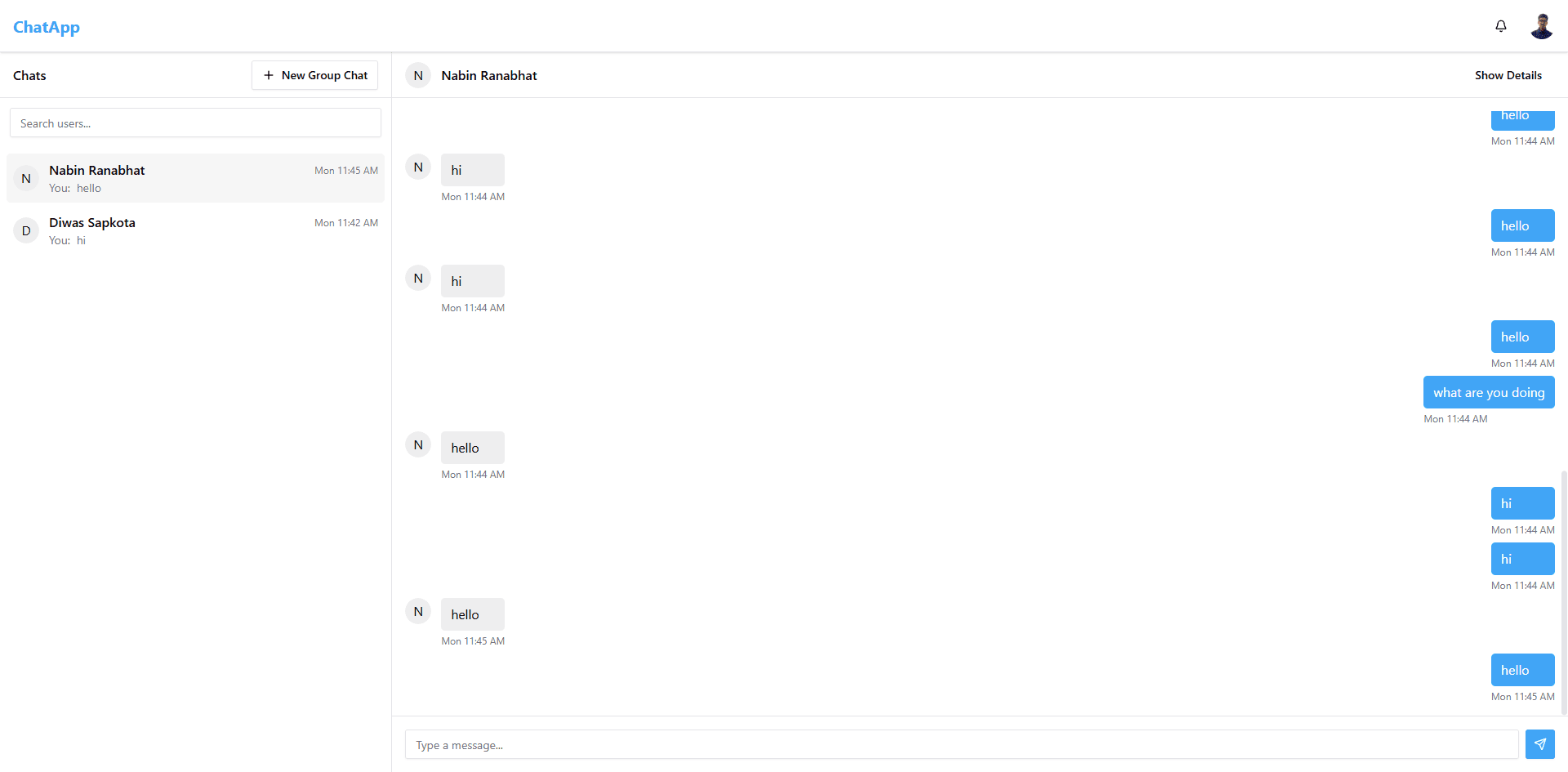 Chat-App project screenshot